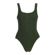 Hunza G Smocked Square Neck Swimsuit Gray, Dam