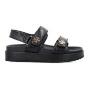 Tory Burch Svarta Stängda Platta Sandaler Kira Black, Dam