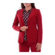 YES ZEE Slim Fit Enkelknäppt Damblazer Red, Dam