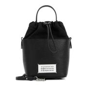 Maison Margiela Svart Läder Bucket Bag Axel Black, Dam