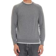 Eleventy Grå Sweaters med Italienskt Garn Gray, Herr