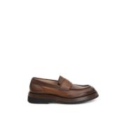 Santoni Moccasin Flat Shoes Brown, Herr