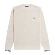 Fred Perry Herr Waffle Crewneck Sweater Beige, Herr