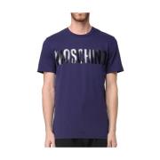 Moschino Logotryck Bomull T-shirt Regular Fit Blue, Herr