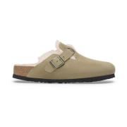 Birkenstock Mules i mockasin i mocka med fårskinnfoder Beige, Dam