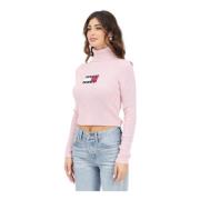 Tommy Jeans Rosa hög hals tröja Pink, Dam