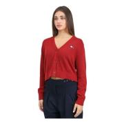 Tommy Jeans Röd Kort Kofta Modern Outfit Touch Red, Dam