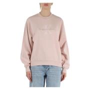 Calvin Klein Jeans Bomull crewneck sweatshirt med frontlogo broderi Pi...