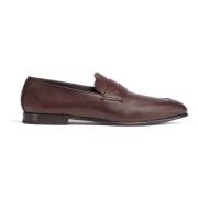 Ermenegildo Zegna Bruna läderloafers klassisk stil Brown, Herr