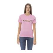 Baldinini Trendig T-shirt med fronttryck Pink, Dam