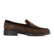 Santoni Brun Mocka Loafer Lätt Klassisk Stil Brown, Herr