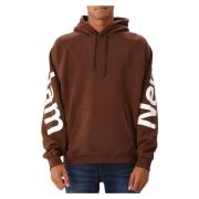 New Amsterdam Surf Association Brun Logo Line Hoodie med Vit Text Brow...