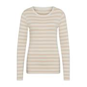 Juvia Randig Rund Hals T-shirt Beige Multicolor, Dam