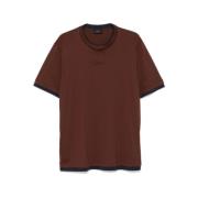 Brioni Brun Bomull Jersey T-shirt med Broderad Logotyp Brown, Herr