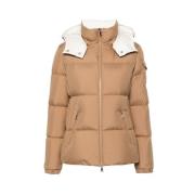 Moncler Vintage Beige Quiltad Dunjacka Brown, Dam