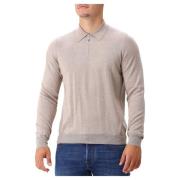 Gran Sasso Beige Stickad Dragkedja Polo Tröja Beige, Herr