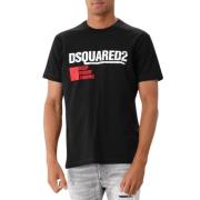 Dsquared2 Svart Cool Fit Tee med Print Black, Herr