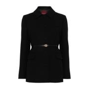 Gucci Svart Ull Crepe Jacka Klassisk Stil Black, Dam