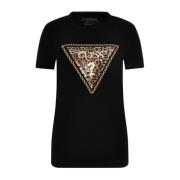 Guess Triangel Logo Strass T-shirt Black, Dam