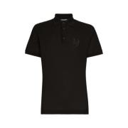 Dolce & Gabbana Svart Broderad Jersey Polo Tröja Black, Herr