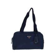 Prada Vintage Pre-owned Nylon handvskor Blue, Dam