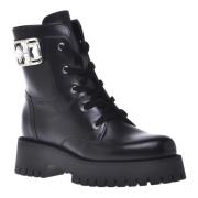 Baldinini Combat boots in black leather Black, Dam