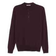 Corneliani Ull Polo Skjorta 3 Knappar Stil Red, Herr