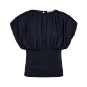 Co'Couture Cattia Navy Top Polyester Elastan Blue, Dam