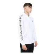 Emporio Armani EA7 Vit Hoodie Logo Serie Essential Fit White, Herr