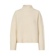 Modström Rippad Turtleneck - Off White Beige, Dam