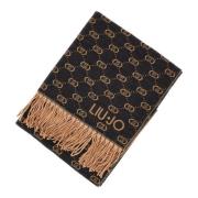 Liu Jo Svart Jacquard Lurex Logo Stole Black, Dam