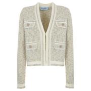 Blugirl Lurex Boucle Kofta med Juvelknapp Beige, Dam