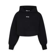 Msgm Svart huvtröja med logotyptryck Black, Dam