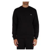 Lacoste Klassisk Passform Crewneck Sweatshirt med Front Logo Patch Bla...