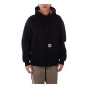 Carhartt Wip Svart Hoodie Tröja Logo Dragkedja Fickor Black, Herr