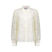 Geisha Klassisk Blus med All-Over Print White, Dam