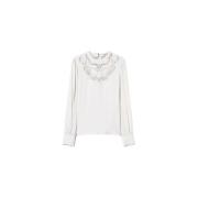 Twinset Blommig Broderad Crepe Blus White, Dam