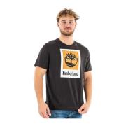 Timberland Kortärmad Logo Stack T-shirt Black, Herr