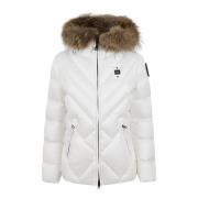 Blauer Asymmetriska Fjäder Pälsrockar White, Dam