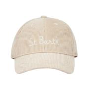 Saint Barth Beige Corduroy Baseballkeps med St Barth Brodyr Beige, Dam