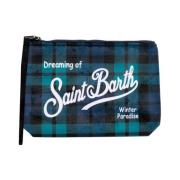 Saint Barth Sammet Clutch med Dragkedja Blue, Dam