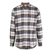 Barbour Rutig Bomullsskjorta Beige Navy Beige, Herr