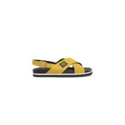 Cerruti 1881 Kvinnors Läderplattforms Sandaler Yellow, Dam