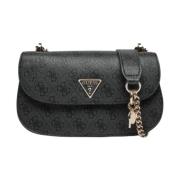 Guess Konvertibel Crossbody Flapväska i Kol Black, Dam