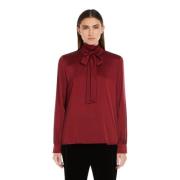 Max Mara Sidensatin skjorta med rosett Red, Dam