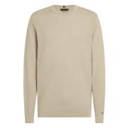 Tommy Hilfiger Klassisk Beige Basketweave Crew Neck Sweater Beige, Her...