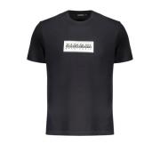 Napapijri Kortärmad bomullst-shirt med logotyptryck Black, Herr