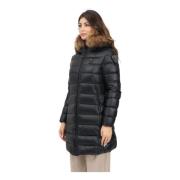 Blauer Svart Quiltad Huva Vinterjacka Black, Dam