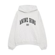 Anine Bing Grå Melange Harvey Sweatshirt Topp White, Dam