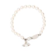 Vivienne Westwood Pärla Logotyp Charm Orb Halsband White, Dam